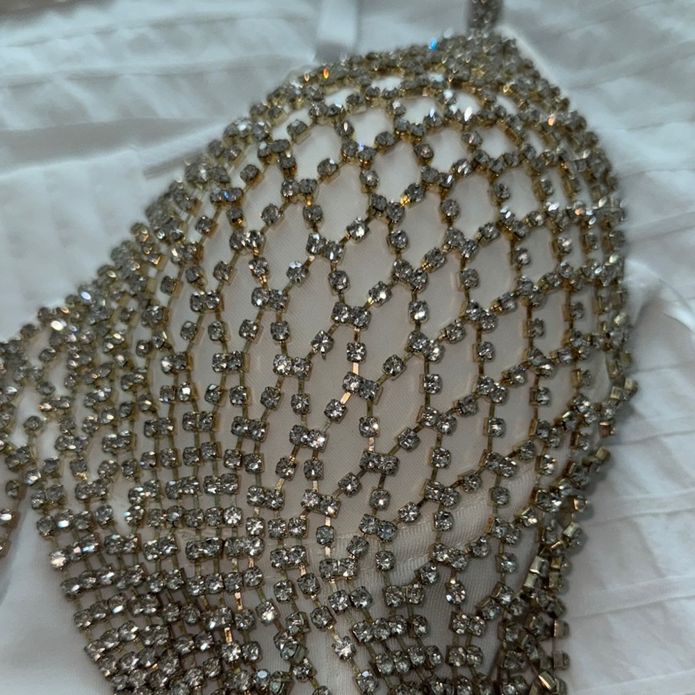 Windsor Silver Rhinestone Crop Top - Picture 4 of 13